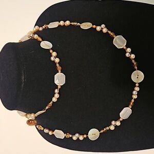 COOKIE LEE Abalone, Faux Pearls & Beads 36" Long Necklace